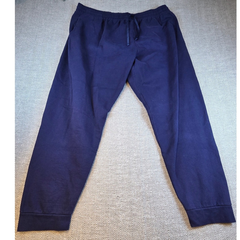 Fruit of the Loom Mens Navy Blue Fleece Jogger Sweatpants 2XL Drawstring Pockets